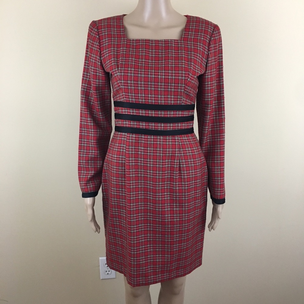 Misty Lane Vintage 4 Red Plaid Dress 90’s Bows